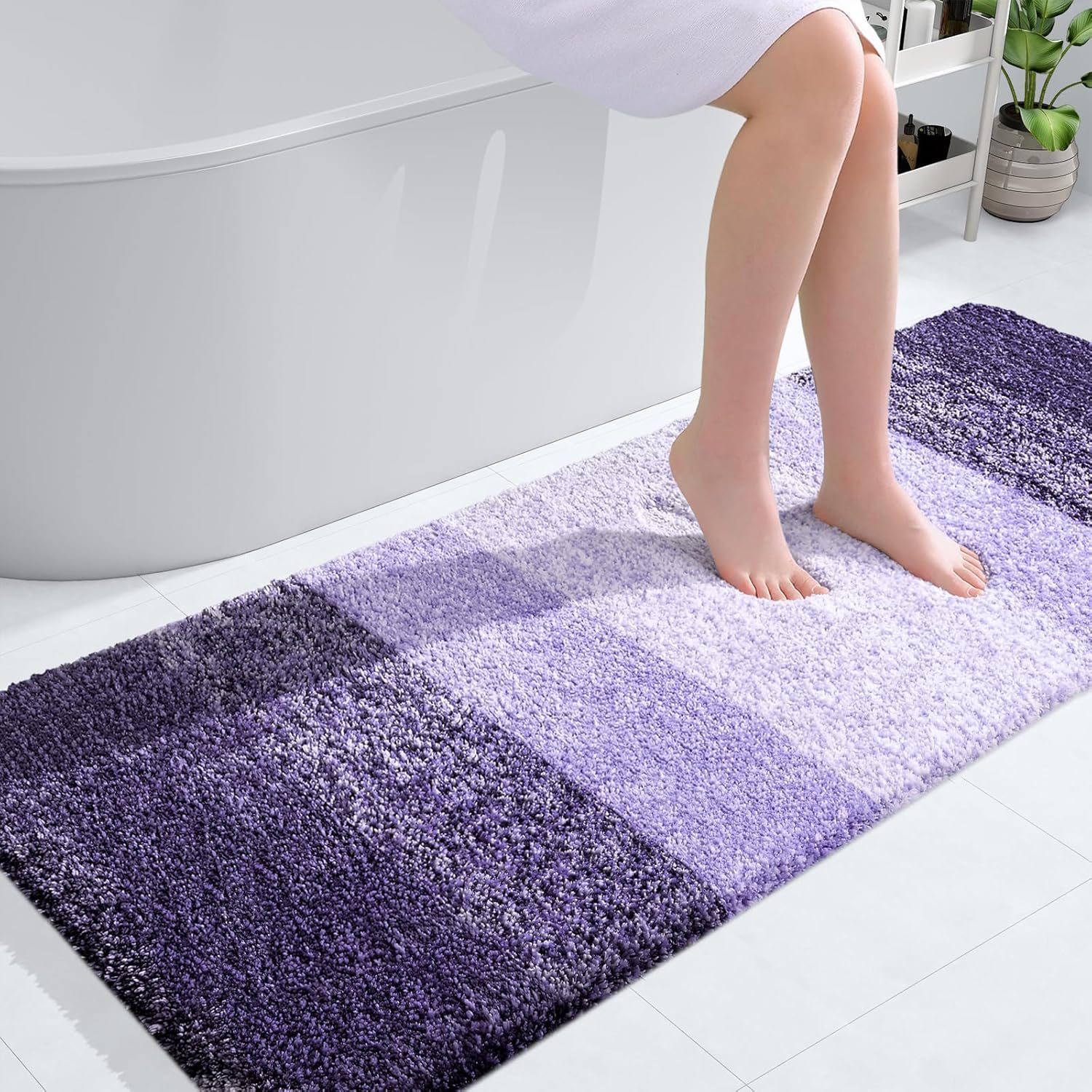 OLANLY Bathroom Rugs - Extra Soft Microfiber Mat with Rubber Backing | Quick Dry, Machine Washable, 44x32, Violet