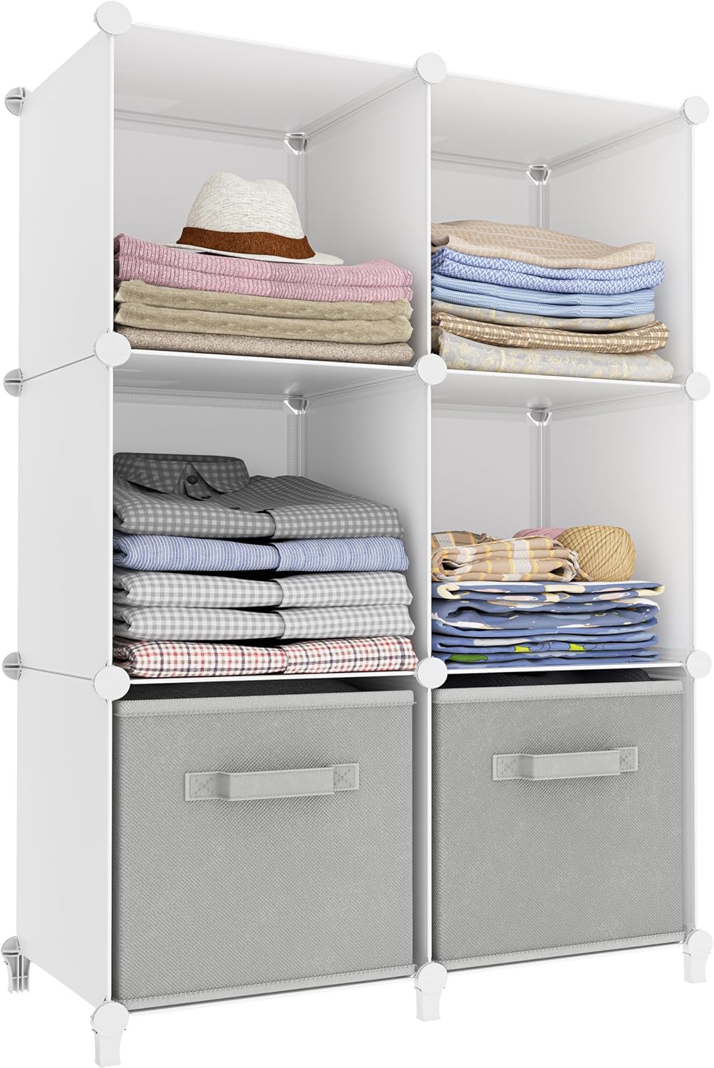 Stackable Closet Organizers by [Brand Name] - 6 Cube Storage Solution for Bathroom & Wardrobe
