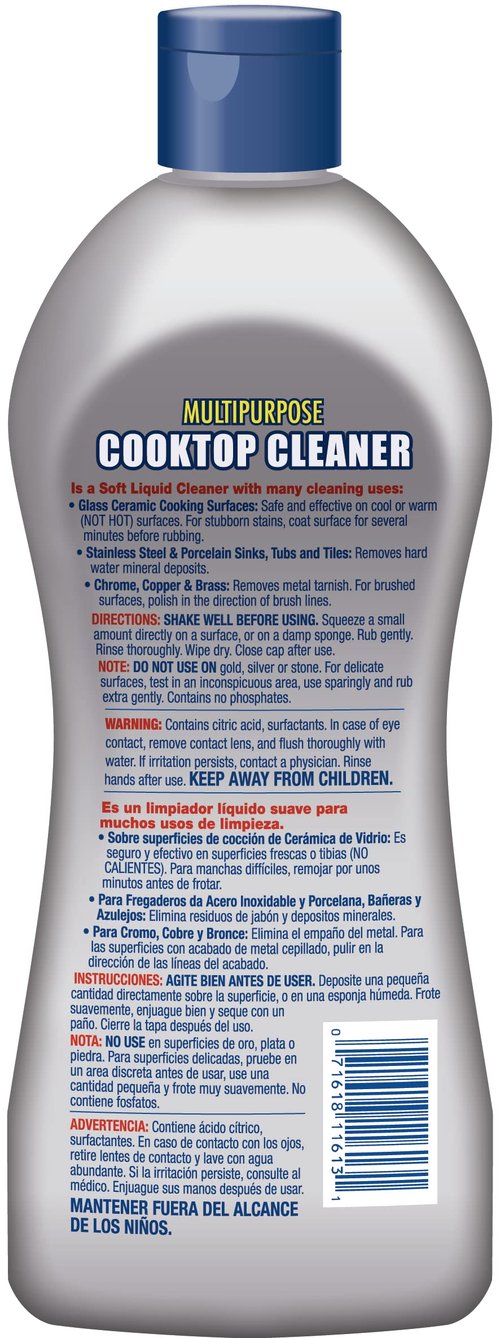Bar Keepers Friend Cooktop Cleaner (2 x13 oz) + Scraper - Multipurpose Liquid Stovetop Cleanser, Safe for Use on Glass & Ceramic Cooking Surfaces, Copper, Brass, Chrome, Stainless Steel & Porcelain