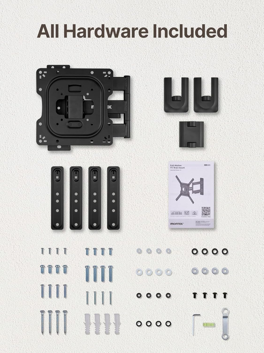 monTEK Full Motion TV Wall Mount - Swivel & Tilt Bracket for 23-65 Inch TVs | Max VESA 400x400mm, 77 lbs Capacity