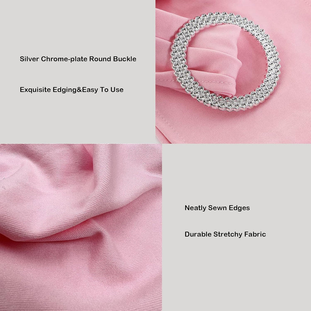 Spandex Chair Sashes by [Brand Name] - 50PCS Stretch Chair Ties with Buckle Slider for Wedding & Party Decor | Pink