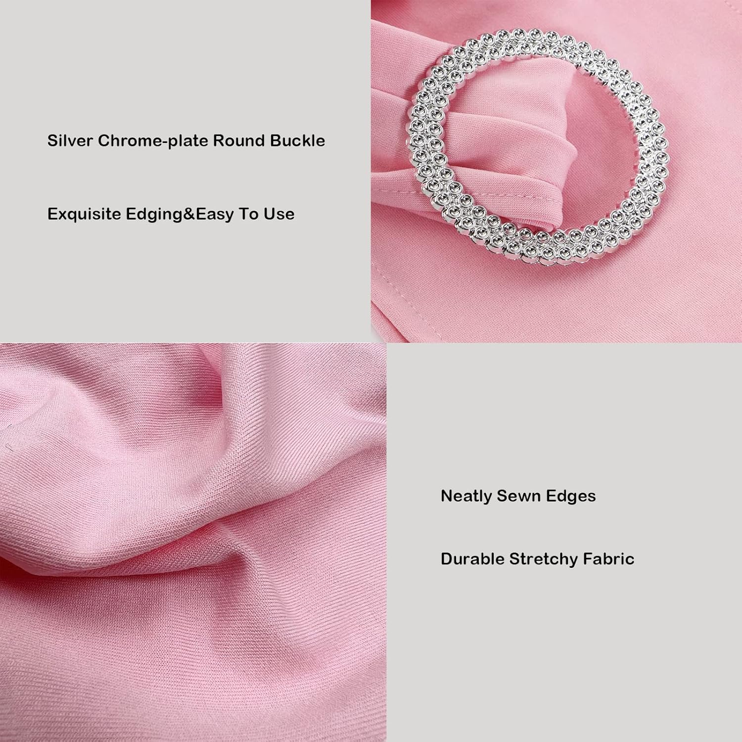 Spandex Chair Sashes by [Brand Name] - 50PCS Stretch Chair Ties with Buckle Slider for Wedding & Party Decor | Pink