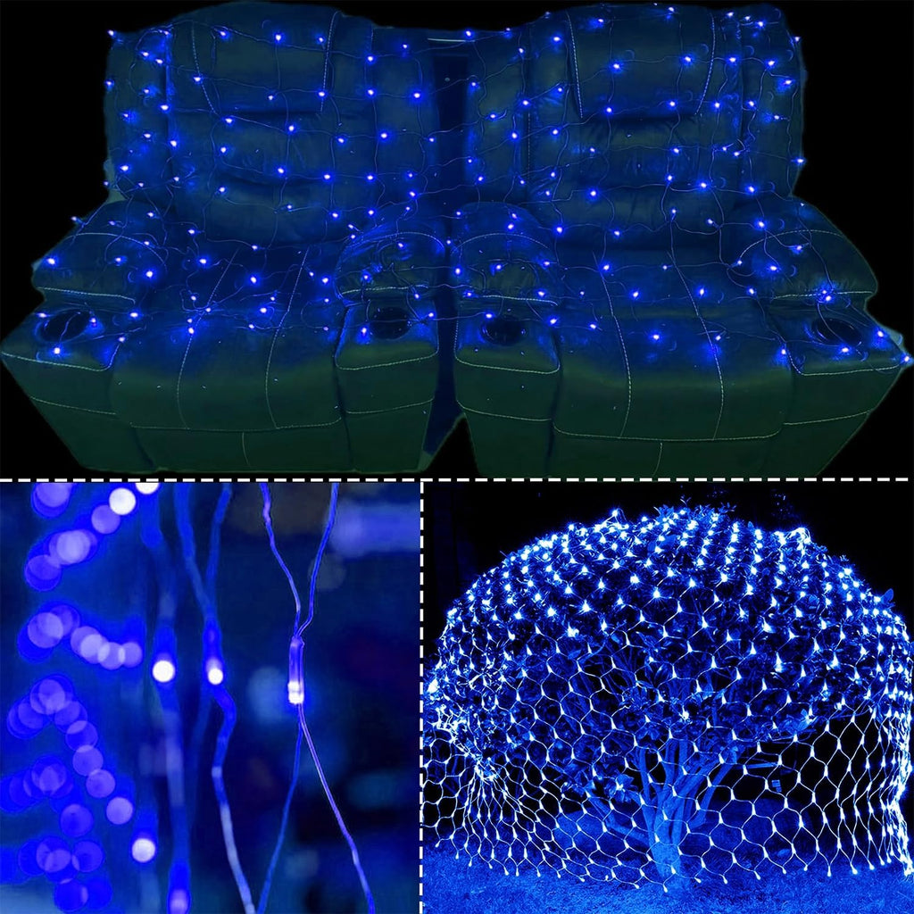 WATERGLIDE 12FT x 5FT Outdoor Christmas Net Lights - 360 LED Waterproof Mesh String Lights | 8 Lighting Modes, Blue