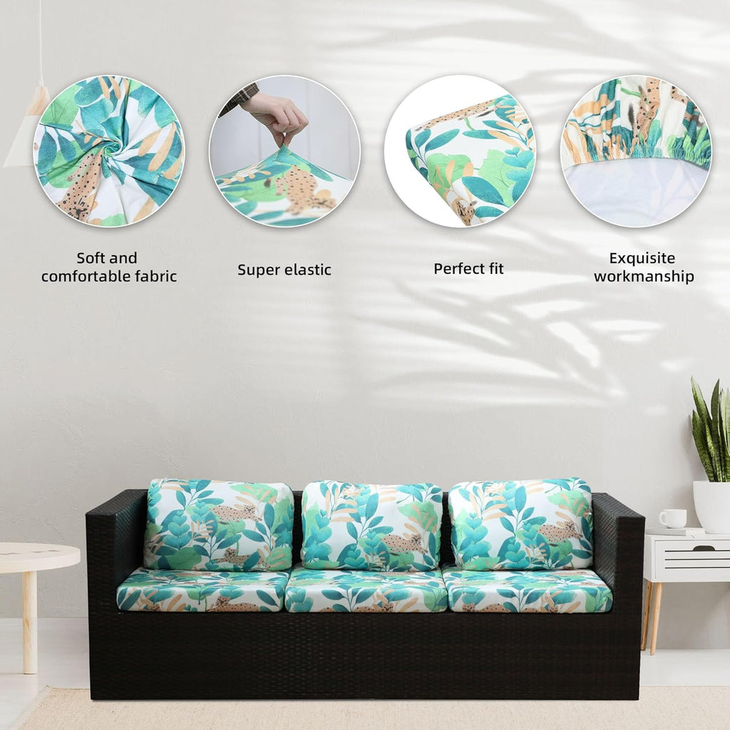 BIETYONE Outdoor Couch Cushion Covers - 8Pcs Washable & Reusable Leopard Slipcovers for Patio Furniture