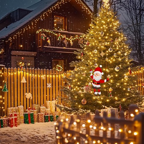 Dazzle Bright 4 Pack Battery Operated Outdoor String Lights, 50 LED 16 FT Warm White Christmas Lights Green Wire with 8 Modes Timer, Outdoor Battery Xmas Wreath Light for Christmas Holiday Decoration