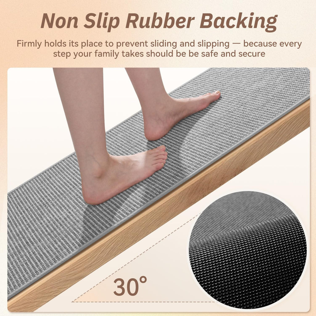 PADOOR Kitchen-Rugs Non Slip Washable, Kitchen-Mats for Floor Super Absorbent Kitchen Floor Mat, Rubber Backing Kitchen-Runner Rug, Comfort Standing Mats in Front of Sink 20"x47" Grey
