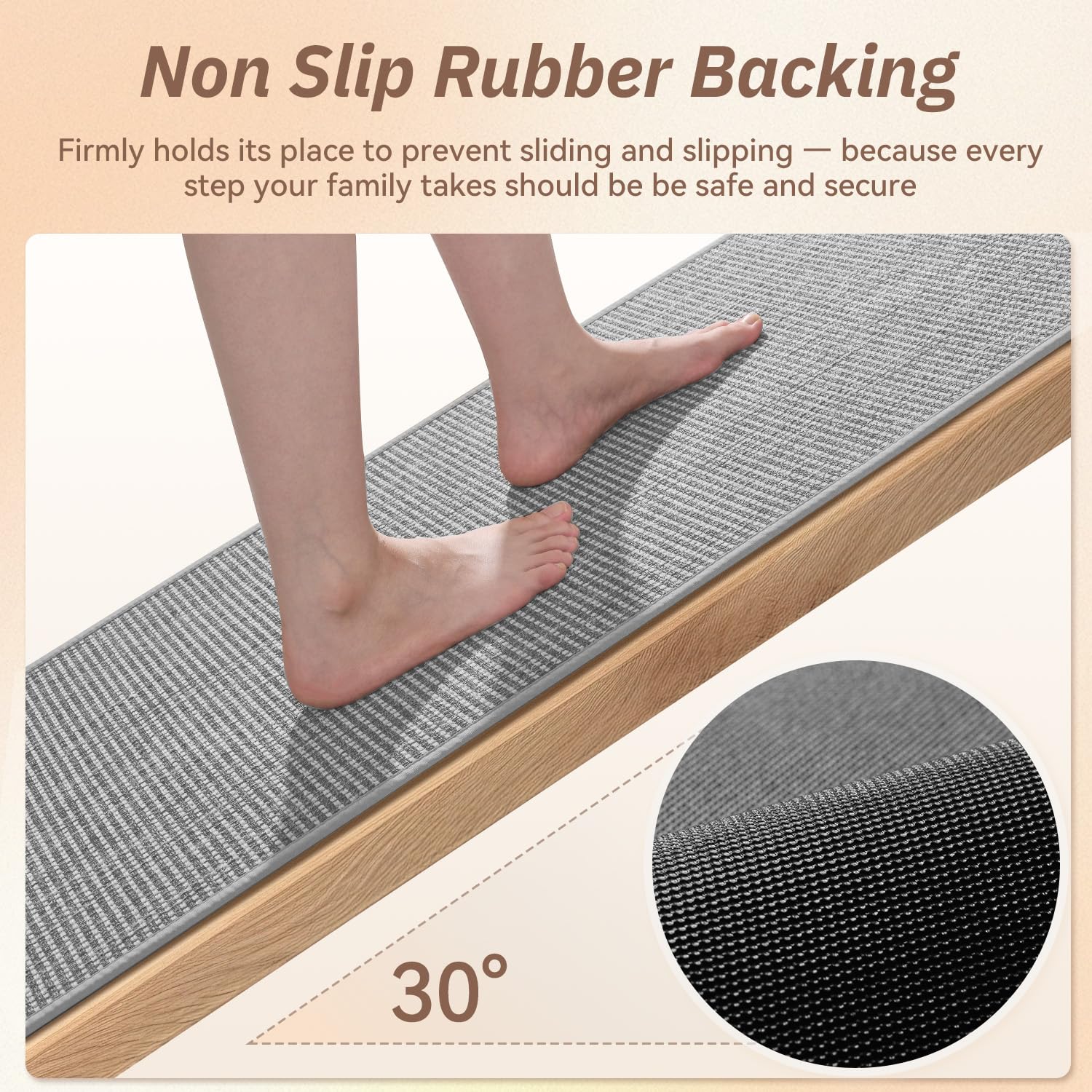 PADOOR Kitchen-Rugs Non Slip Washable, Kitchen-Mats for Floor Super Absorbent Kitchen Floor Mat, Rubber Backing Kitchen-Runner Rug, Comfort Standing Mats in Front of Sink 20"x47" Grey