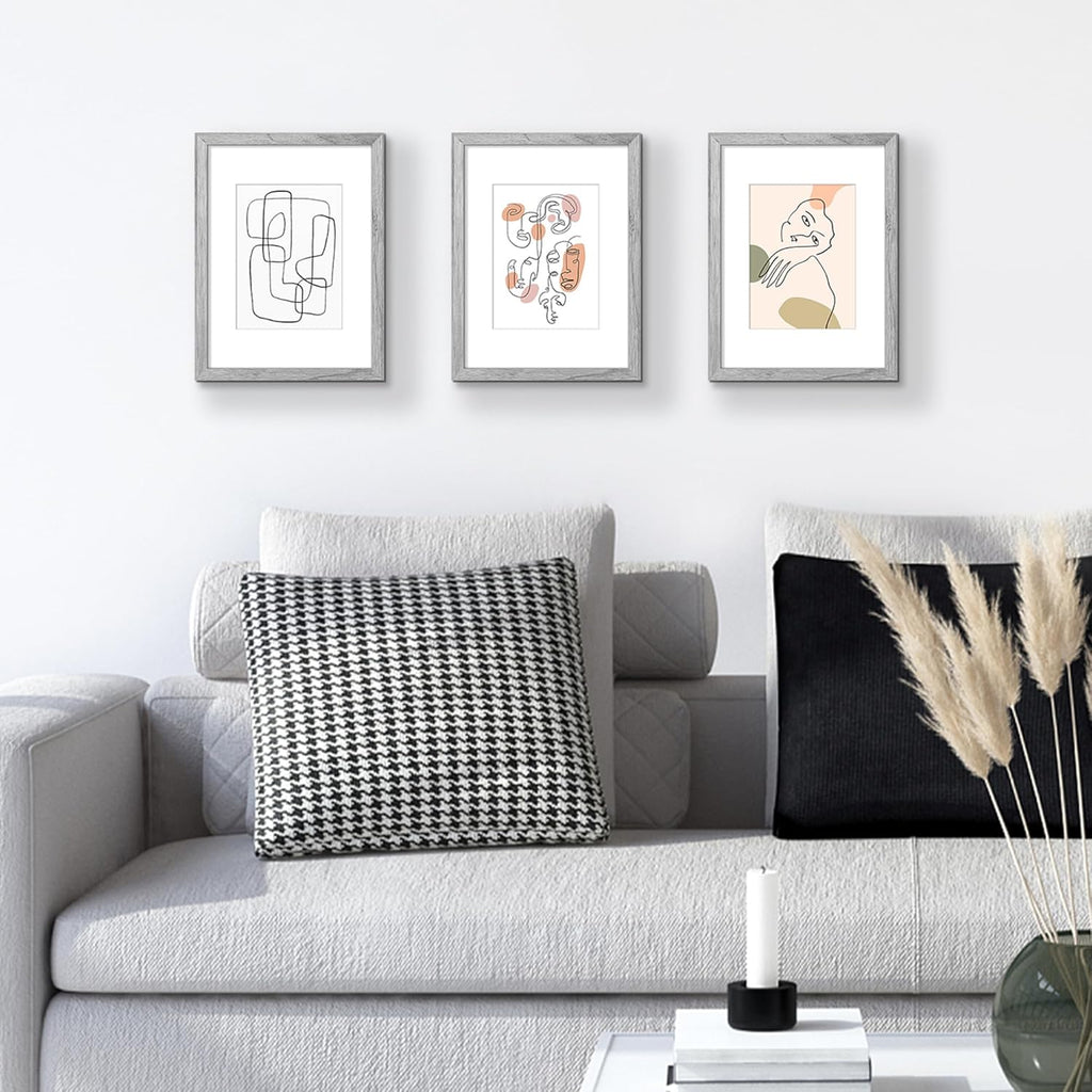 Upsimples 9x12 Picture Frame - Versatile Display for 6x8 Photos with Mat or 9x12 Without - Gray, 1 Pack
