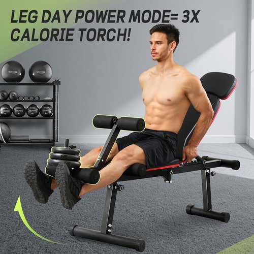 **Skiennix Adjustable Weight Bench - 1200LB Capacity, 9 Back Positions, Foldable for Home Gym**
