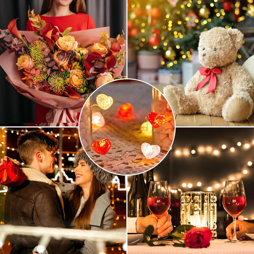 Skiennix 10.5ft Battery Operated Heart Fairy Lights - Remote Control for Easy Use