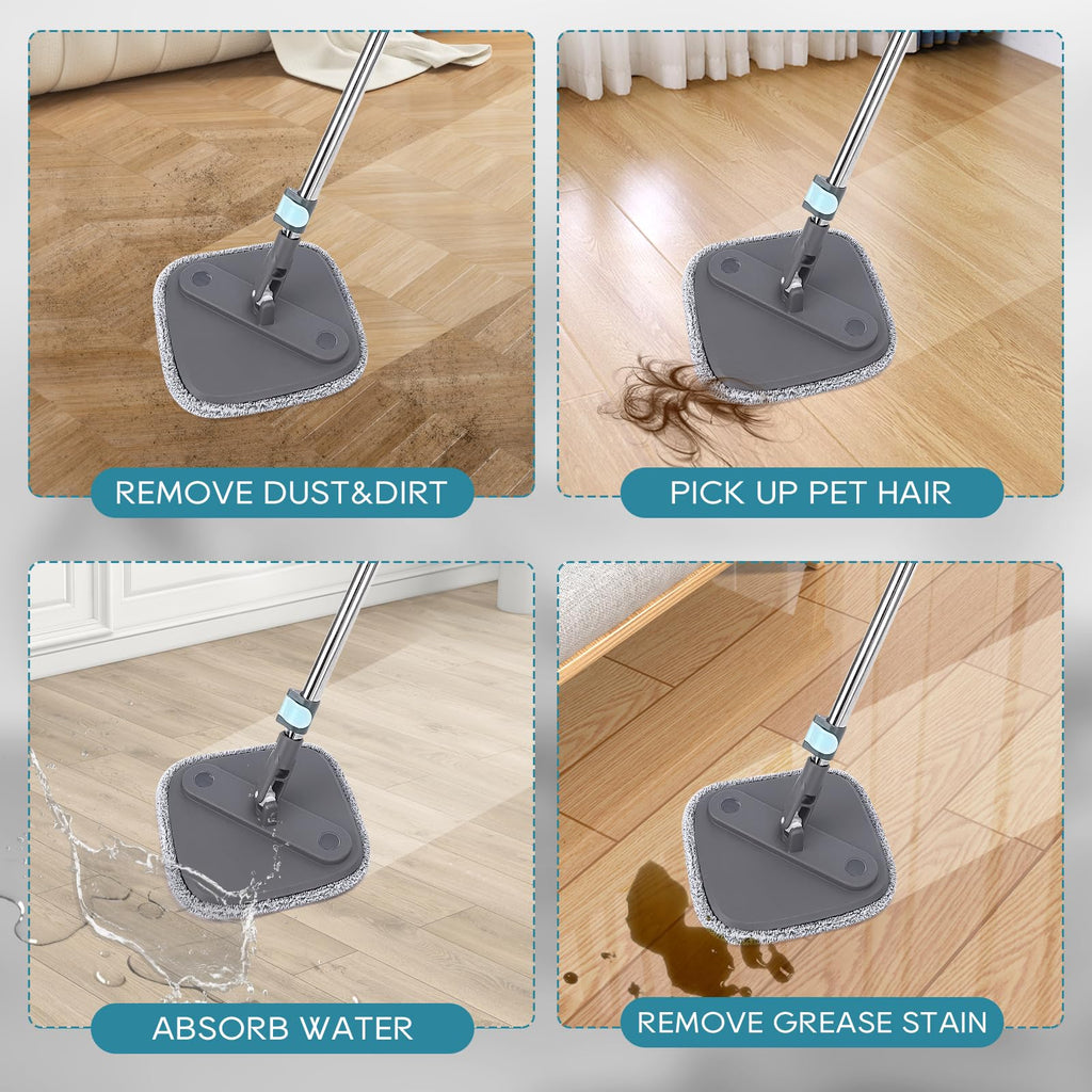 Yicotira Square Microfiber Mop Pads Compatible with True & Tidy True Spin Mop - Mop Replacement Pads for Square Spin Mop and Bucket - Washable Pads fit for All 9 Inch Square Spin Mop (4 Pack)