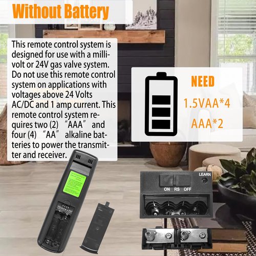 Bxmgr Upgraded Fireplace Remote Control Kit,Compatible with Skytech Majestic Ambient Empire Monessen Vermont Millivolt Valve Fireplace Stove with Thermostat On/Off Control Remote Receiver,LCD Display