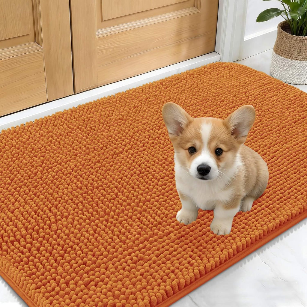 OLANLY Dog Door Mat - Absorbent Non-Slip Chenille Mat for Muddy Paws | 24x16 Inches, Quick Dry Clay Color