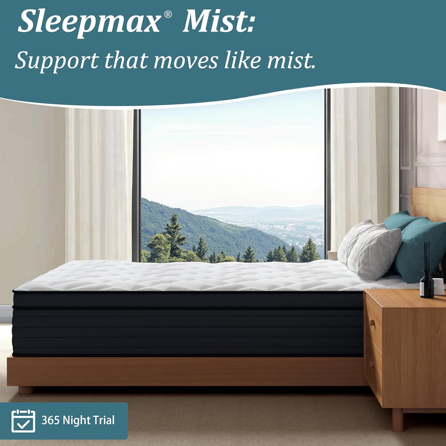 Sleepmax Extra Firm Queen Mattress - 12-Inch Deep Sleep Hybrid with Pressure Relief | Deluxe Cooling Design, CertiPUR-US Certified, 365-Night Trial
