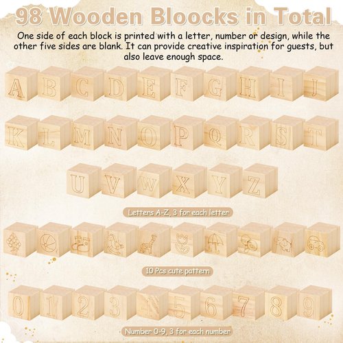 Marsui 136 Pcs Baby Shower Blocks to Decorate Game Kit Includes 98 Wooden Blocks, 36 Markers, 1 Game Sign, 1 Storage Box for Baby Shower Gender Reveal Activity Party Decorations(Cloud)