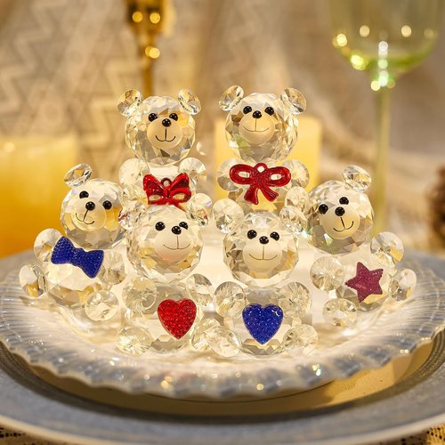 Crystal Bear Figurine Set by [Brand Name] - Handcrafted Glass Animal Sculptures | 2.4” Home Decor for Bear Lovers