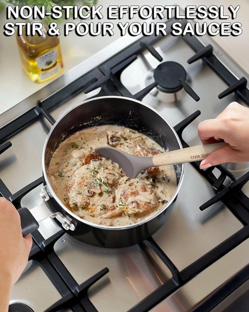 Cook N Home Nonstick Sauce Pan - 2-Qt Multi-Purpose Pot with Glass Lid | Durable Aluminum, Black