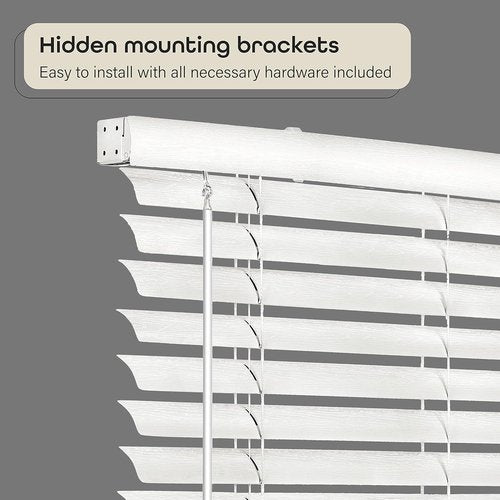 Achim Home Decor Cordless Venetian Blinds - Room Darkening, 23" W x 64" L, White, 2" Vinyl Slats