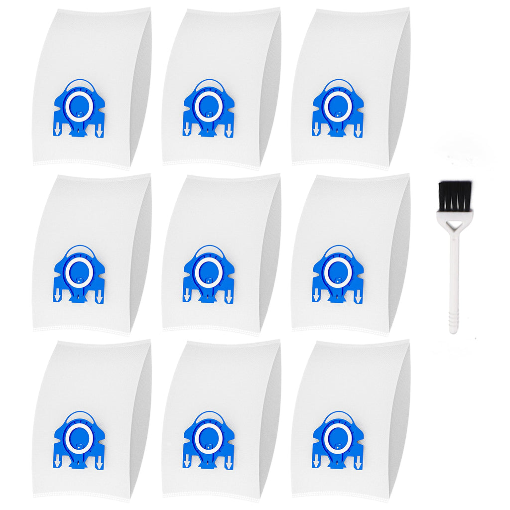 Vacuum Cleaner Bags Fit for Miele Classic C1 Complete C1 C2 C3 S227 S240 S270 S400 S2 S5 S8 Series, Include 9 Packs 3D Efficiency Airclean Bags with 3 Motor Protection Filters and 3 AirClean Filters
