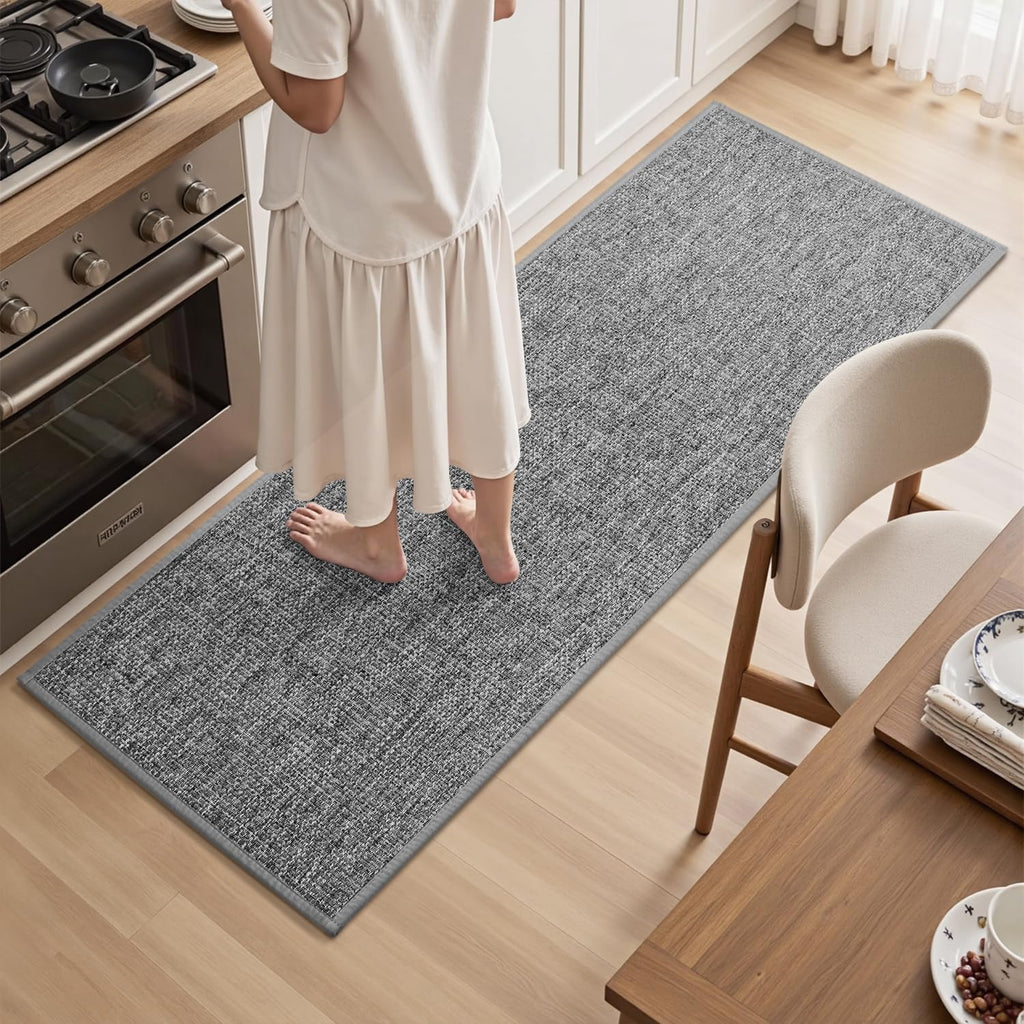 PADOOR Kitchen-Rugs Non Slip Washable, Kitchen-Mats for Floor Super Absorbent Kitchen Floor Mat, Rubber Backing Kitchen-Runner Rug, Comfort Standing Mats in Front of Sink 20"x47" Grey