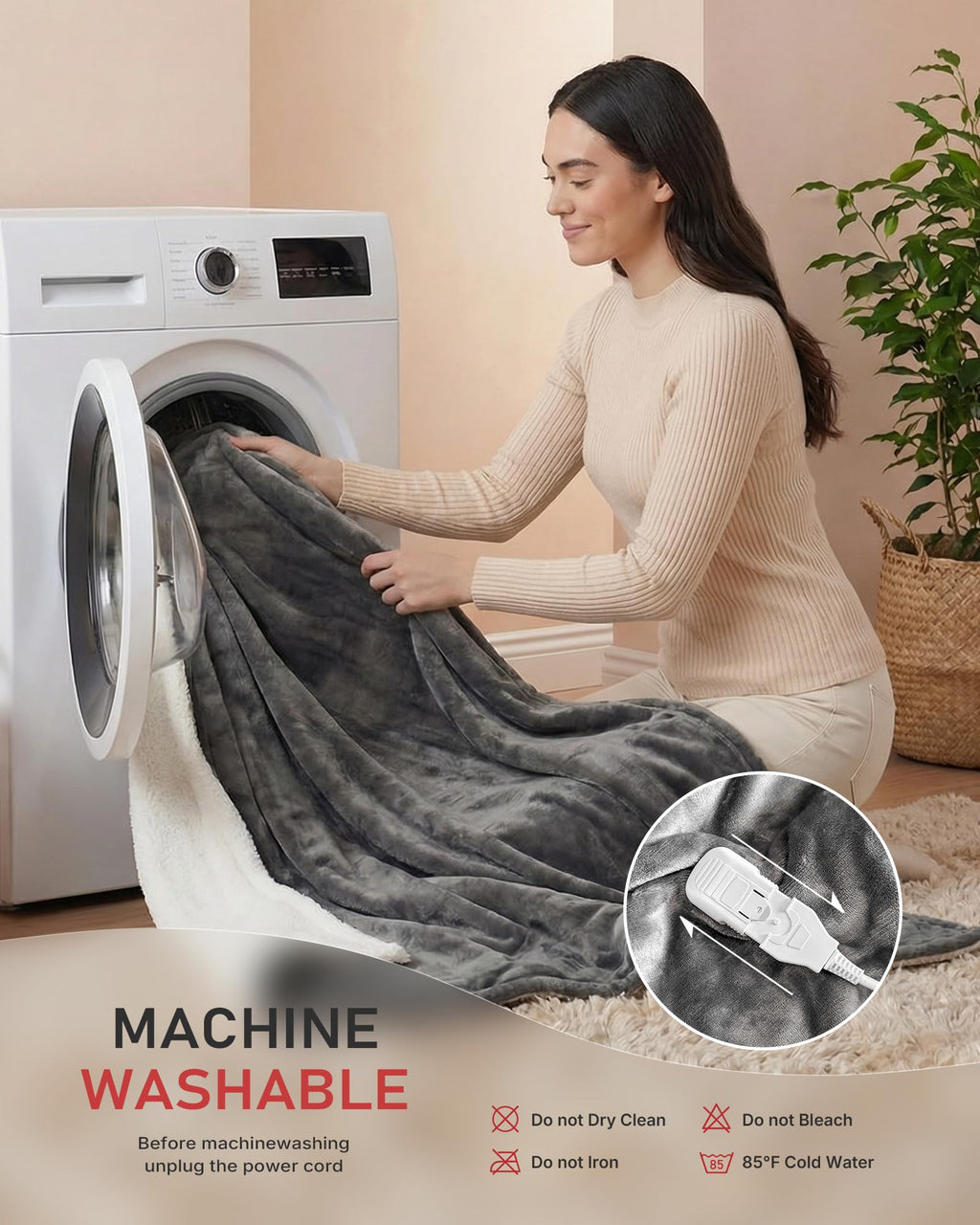 Predoks Heated Blanket, 50”x60” Throw Size Electric Blanket with Auto Shut-Off, Ultra Soft Flannel Fleece Fast Heating Blanket, Overheat Protection, Machine Washable for Home & Bedroom