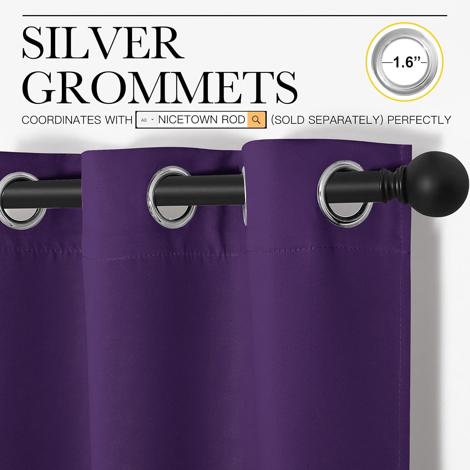 NICETOWN Purple Blackout Curtains - Thermal Insulated Drapes for Home | Set of 2, 42 x 50 Inch