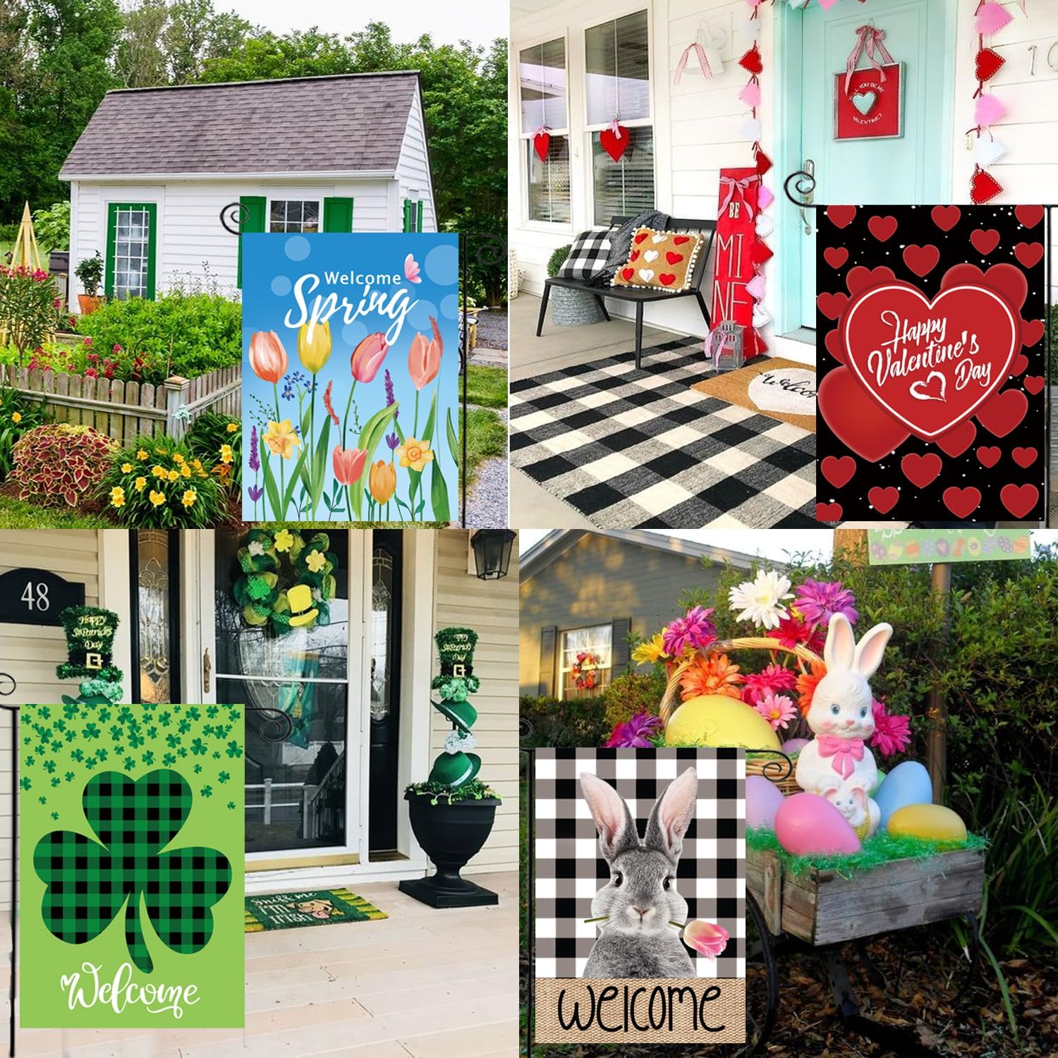 Seasonal Garden Flags by [Brand Name] - Set of 12 Double-Sided 12x18 Inch Outdoor Yard Flags for All Seasons