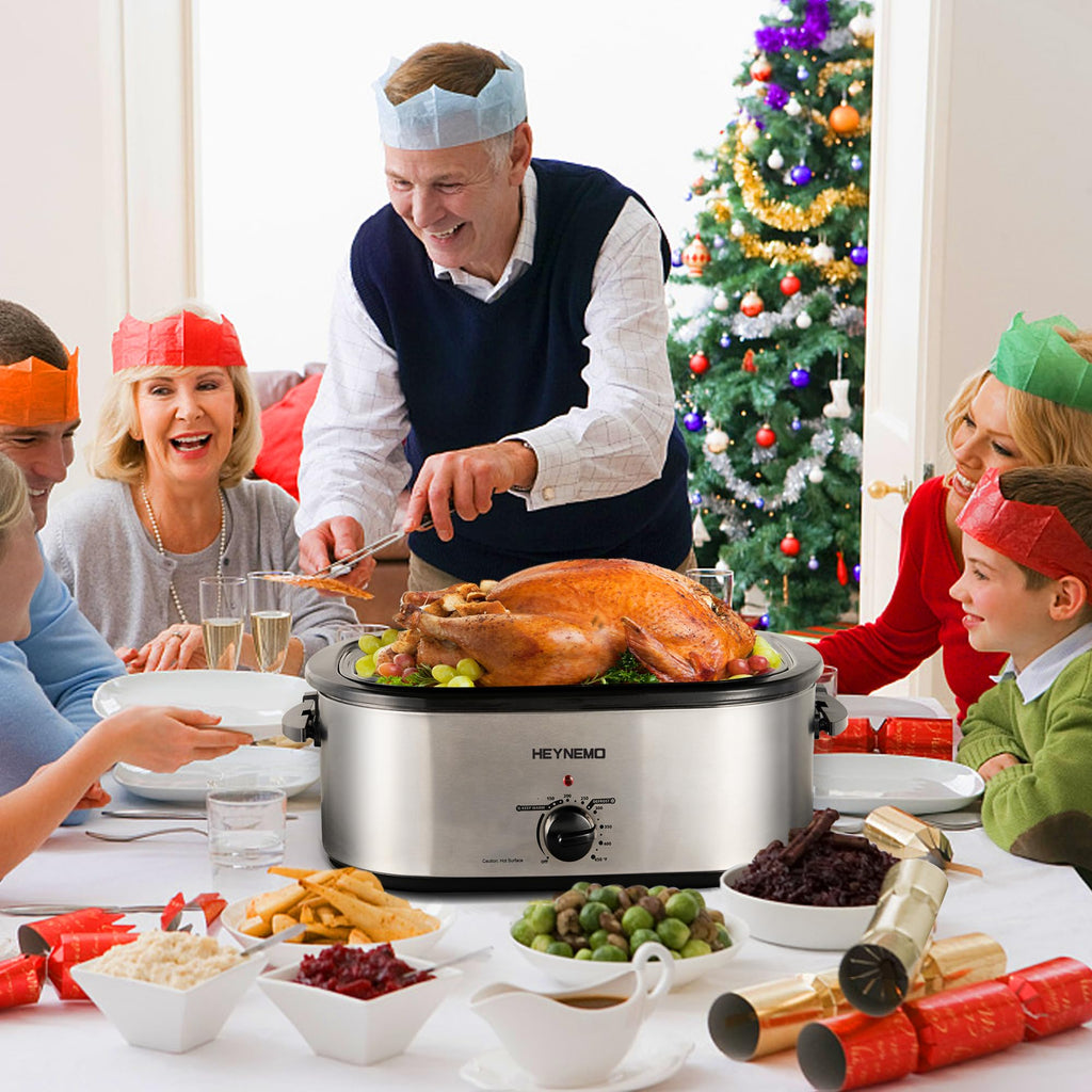 Roaster Oven 22 Quart Electric, Turkey Roaster with Self-Basting Lid Design, Large Stainless Steel Electric Turkey Roaster Oven Fits Turkeys Up to 26LB