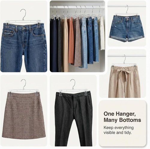 DEILSY™ Pants Hangers with Clips - Space-Saving 12-Inch Hangers for Jeans & Skirts | 30-Pack Durable Closet Organizers