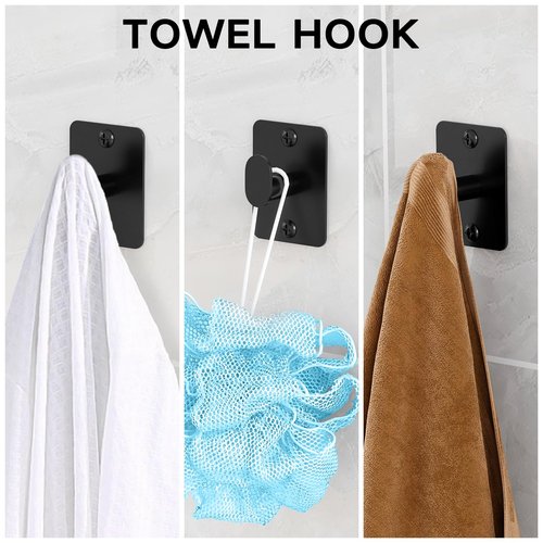 KLJKPA 20 Pieces Bathroom Hardware Set, Black Bathroom Accessories Set, 24 inch Towel Bar, Towel Racks for Bathroom, Robe Towel Hooks, Toilet Paper Holder Wall Mounted