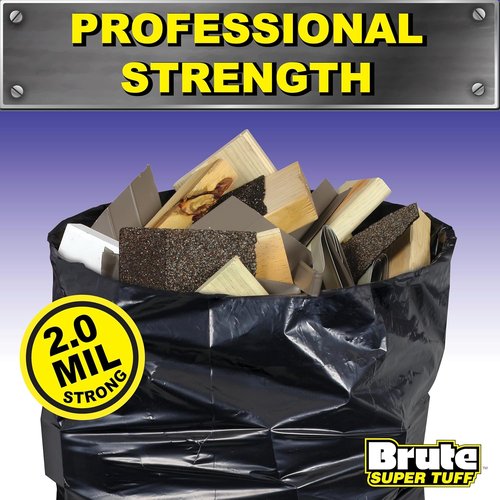 Brute Super Tuff Heavy Duty Contractor Bags - 42 Gallon, Black, 20 Count with Twist Tie Closure