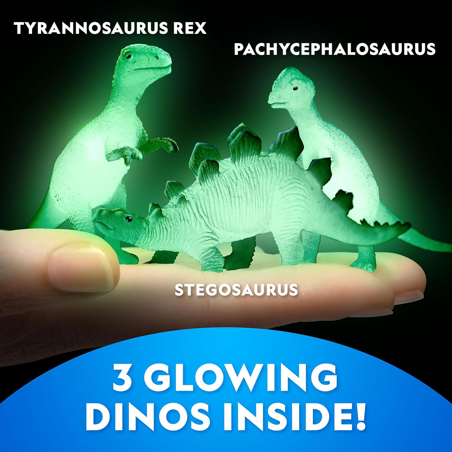 National Geographic Glow In The Dark Dig Kit - Excavate 6 Glowing Rocks & Dinosaurs | STEM Science Kit for Kids