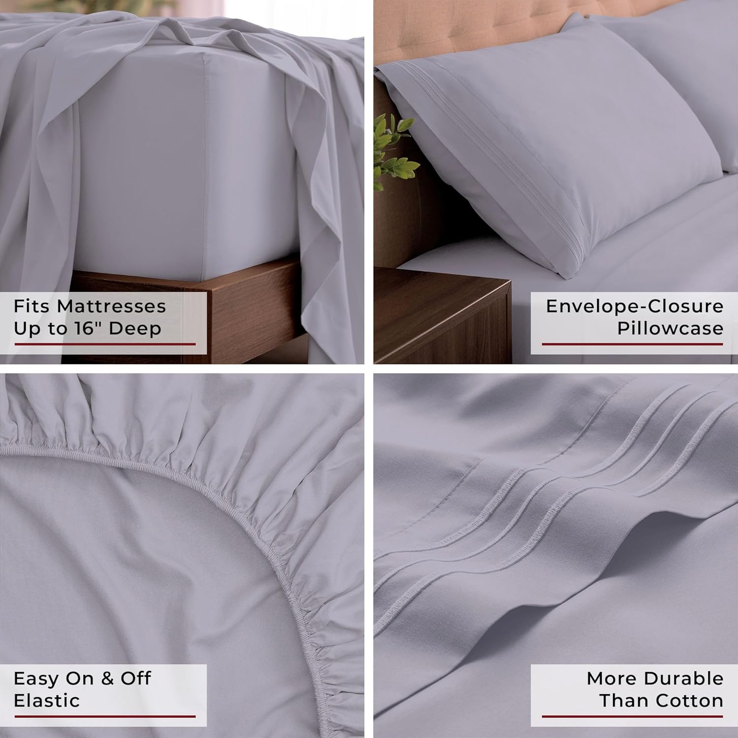 Mellanni California King Sheets Set - 4 PC Luxury Bedding | Extra Soft, Cooling, Wrinkle-Resistant (Cal King, Lavender)