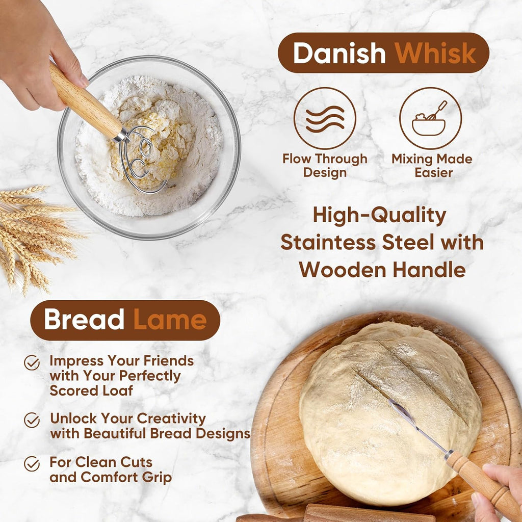 Round & Oval Bread Proofing Basket Set by [Brand Name] | 9" & 10" Sourdough Baking Tools for Artisan Bakers
