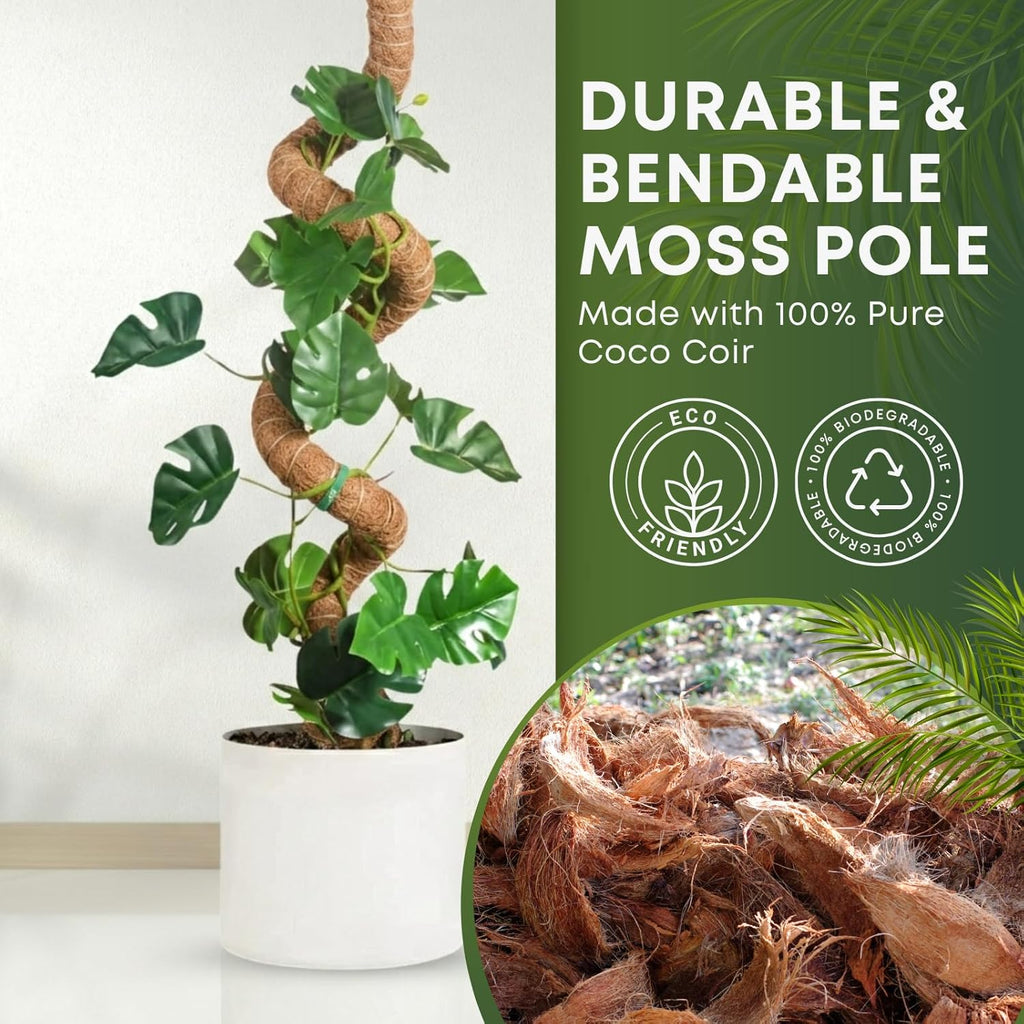 Skiennix 28 Inch Bendable Moss Pole - Indoor Plant Support Stakes | Handmade Coco Coir for Climbing Plants