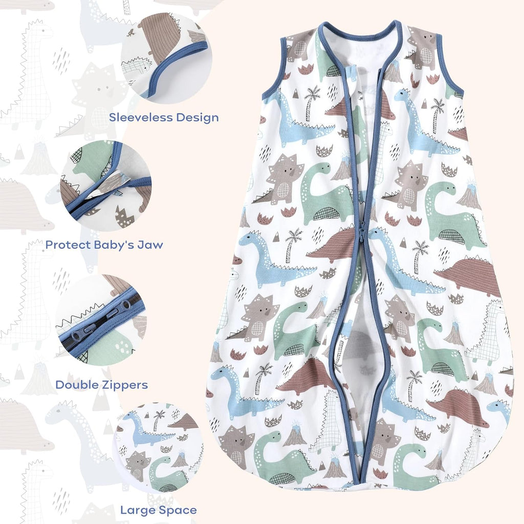 Yoofoss Baby Sleep Sack - 100% Organic Cotton Wearable Blanket | Lightweight 2-Way Zipper for 6-12 Months