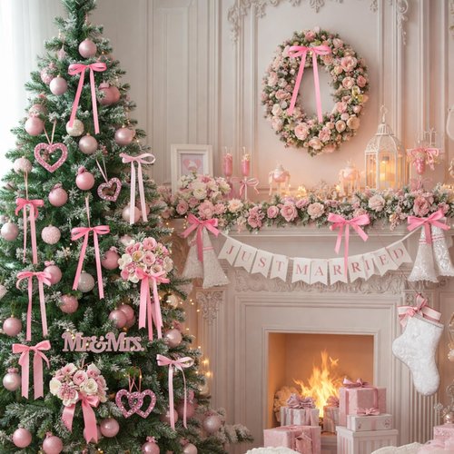 Glitinsel 24 Pcs Coquette Valentine's Bow Decoration Satin Ribbon Bows Twist Tie for Valentine's Day Home Wedding Coquette Aesthetic Party Decor(5" x 7")