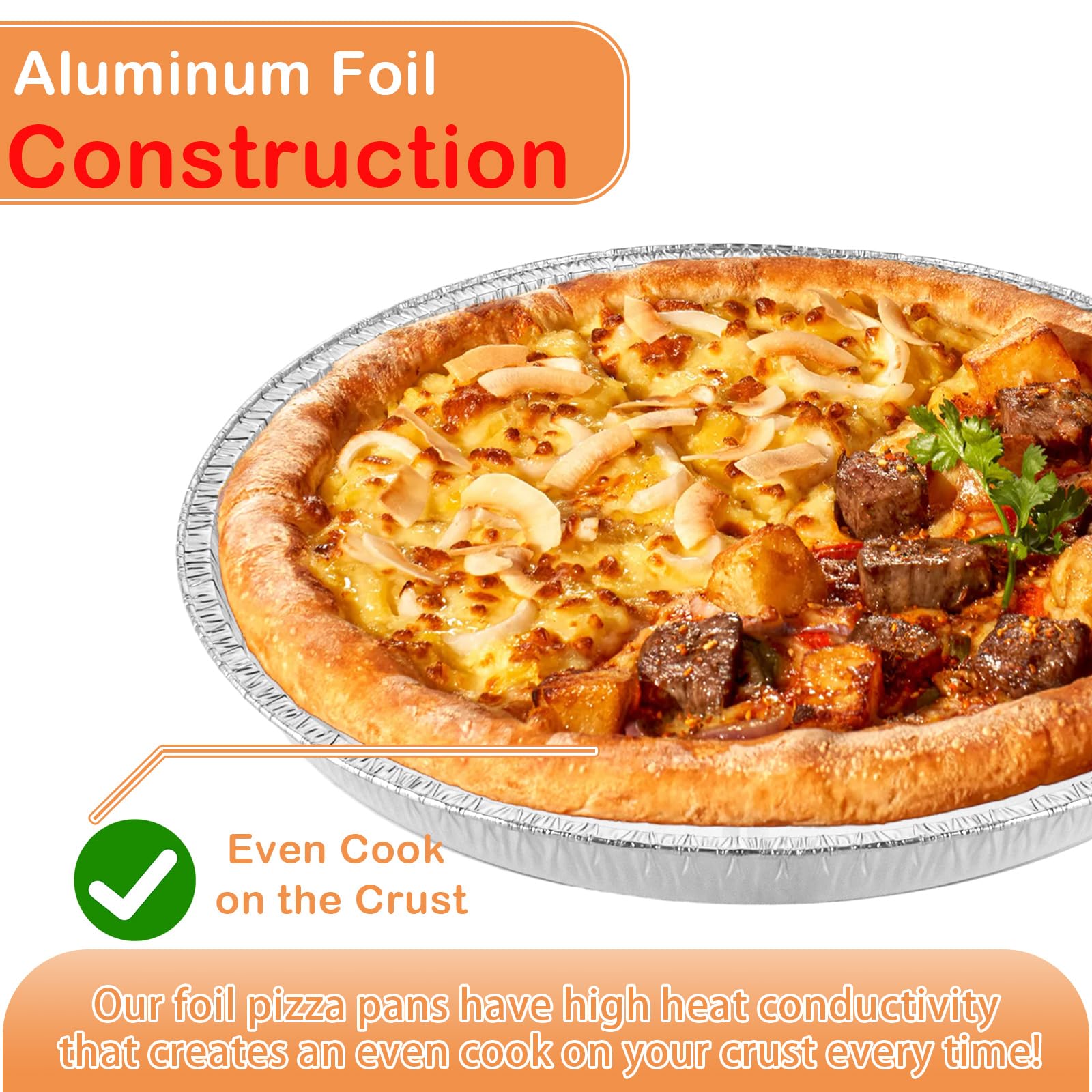 FWEEK 50 Pack Disposable Round Foil Pizza Pans Aluminum Pizza Pans for Personal Pizzas, 11 Inch Round Tin Foil Pan for Cookies, Cake, Focaccia-Freezer & Oven Safe