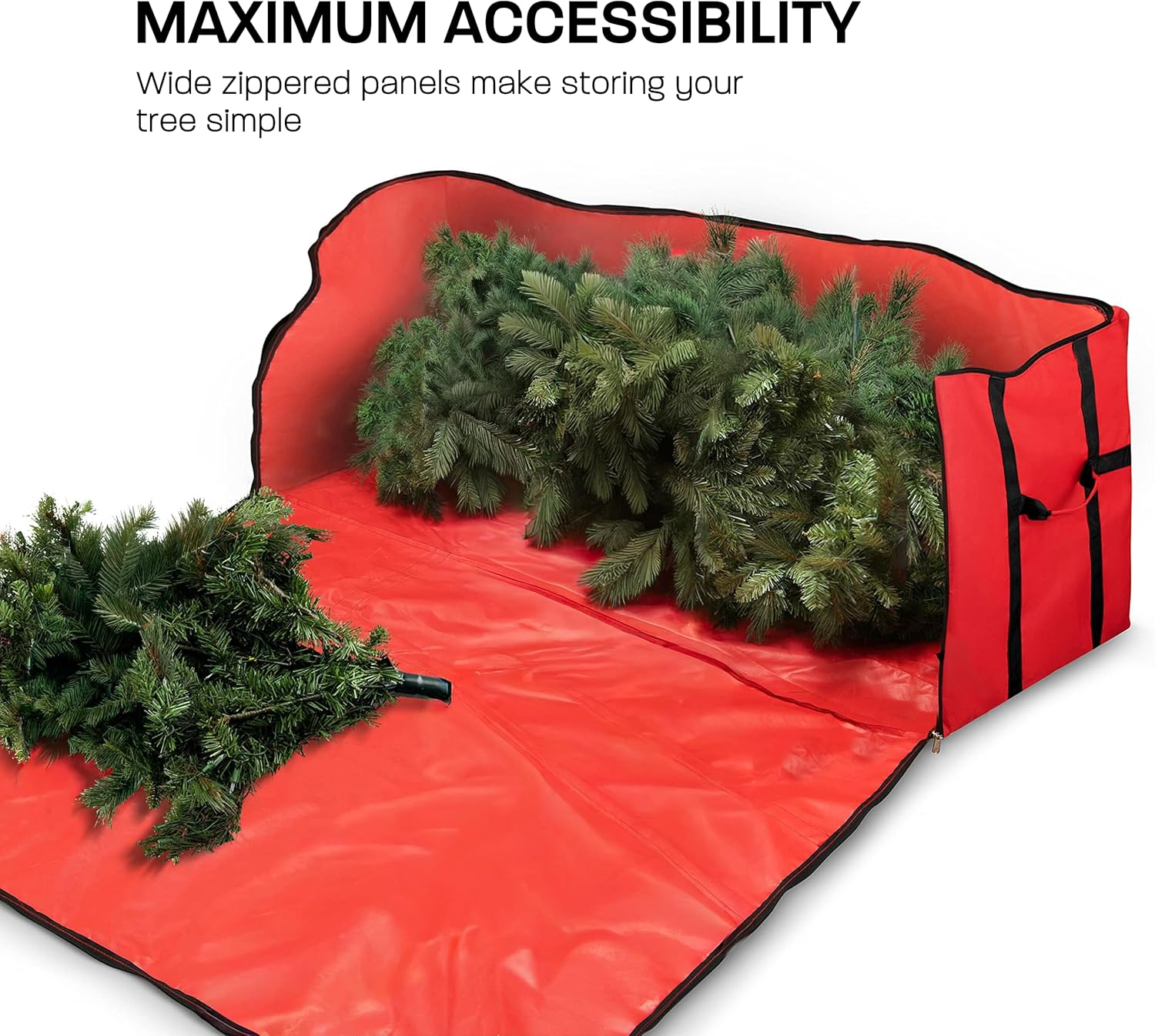 ZOBER Christmas Tree Storage Bag - Fits 9 Ft Trees - Durable 600D Oxford Fabric - Red with Strong Straps & Card Slot