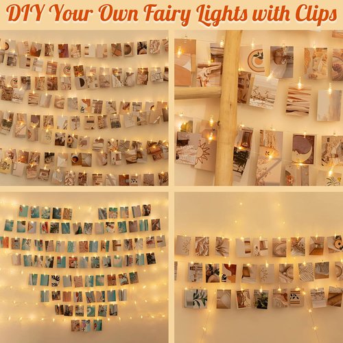 LUSHARBOR Fairy String Lights - 51 Clear Photo Clips for Battery Operated Room Decor | Ideal for Dorms & Bedrooms