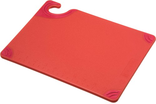 San Jamar Saf-T-Grip Plastic Cutting Board with Safety Hook, 9" x 12" x 0.375", Red - (Pack of 6)