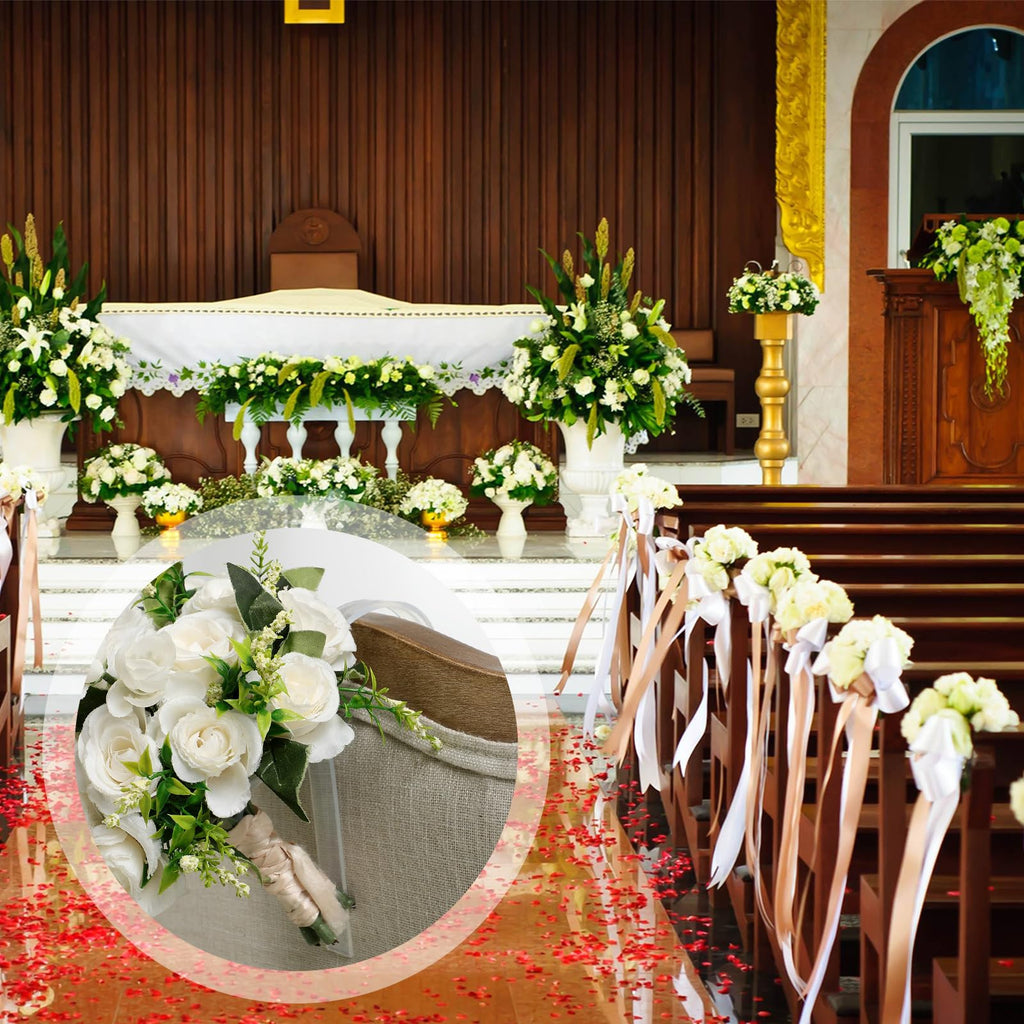 Vercraft 36 Pcs Wedding Church Pew Clips Bulk Heavy Duty Plastic Hooks Clear Chair Wreath Hanger Pew Flower Holders for Wedding Ceremony Church Aisle Chair Table Bow Garland Decorations