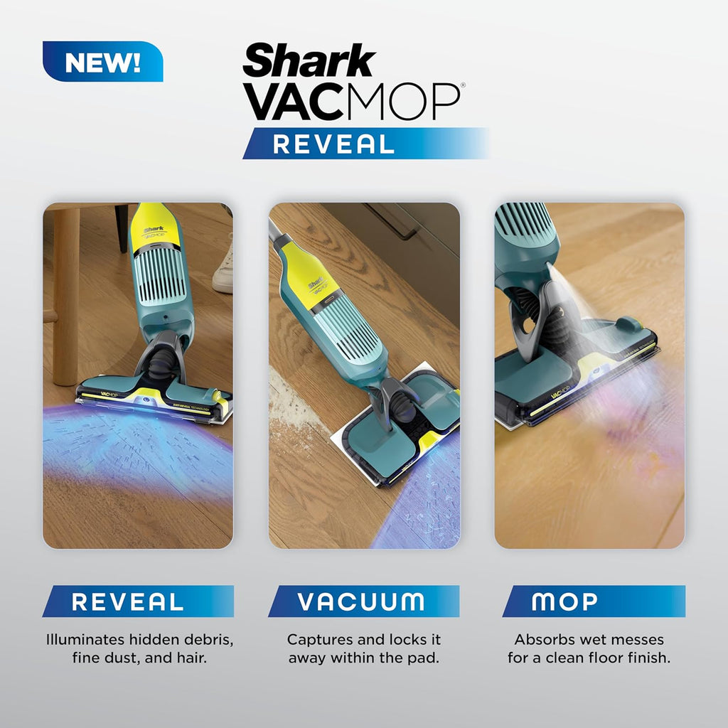 Shark VACMOP Cordless Hard Floor Cleaner - Powerful Suction & Illumination Light | Includes 4 Pads & 12oz Pet Solution