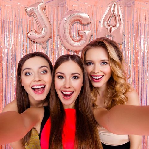 GREATRIL Iridescent Orange Tinsel Foil Fringe Curtain - Perfect for Birthday Decorations | 3.2 x 6.5 Ft, 2 Packs