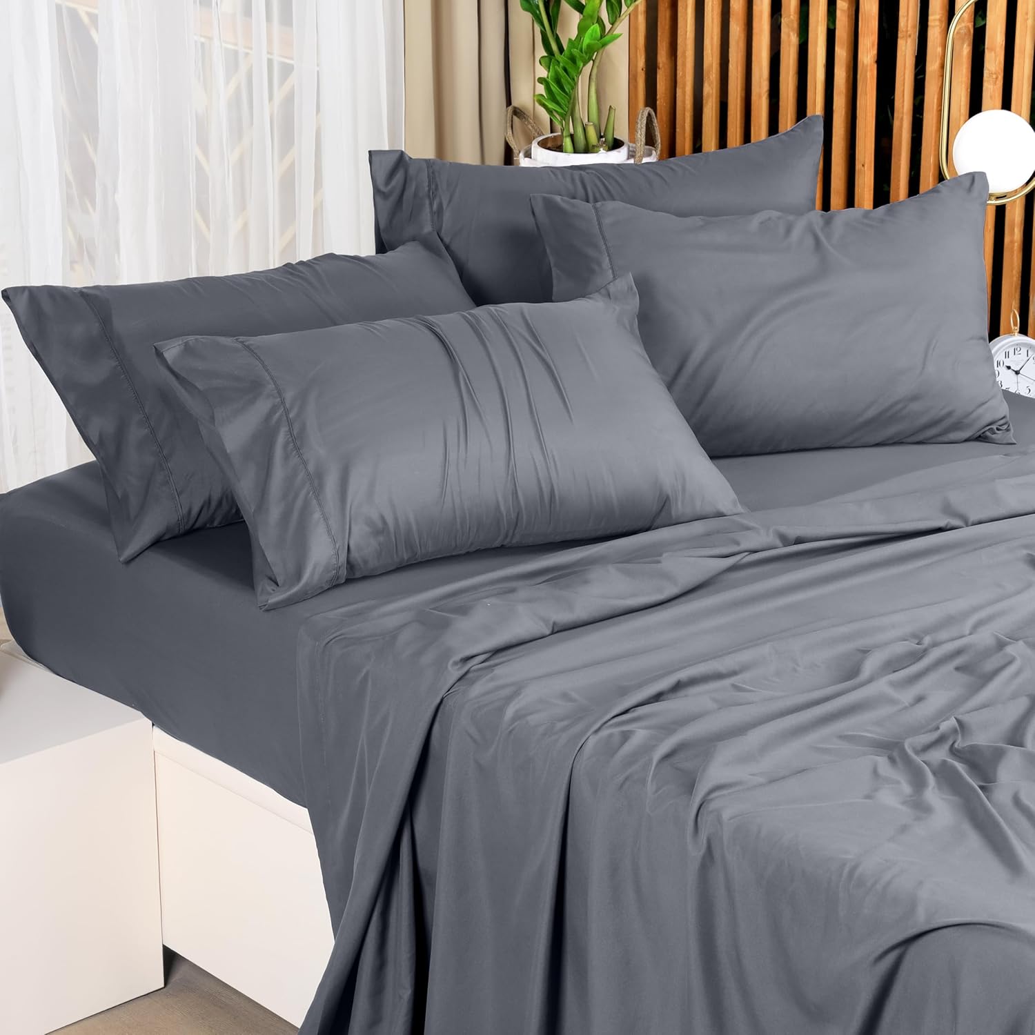 Utopia Bedding King Bed Sheets Set - Soft Brushed Microfiber | Fade & Shrinkage Resistant - Grey