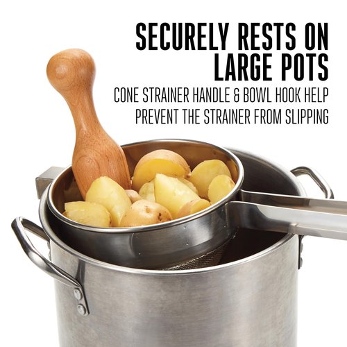Weston Stainless Steel Cone and Pestle Set (83-3030-W), 2 Quart Capacity, Dishwasher Safe, 1.9-Liter, Silver