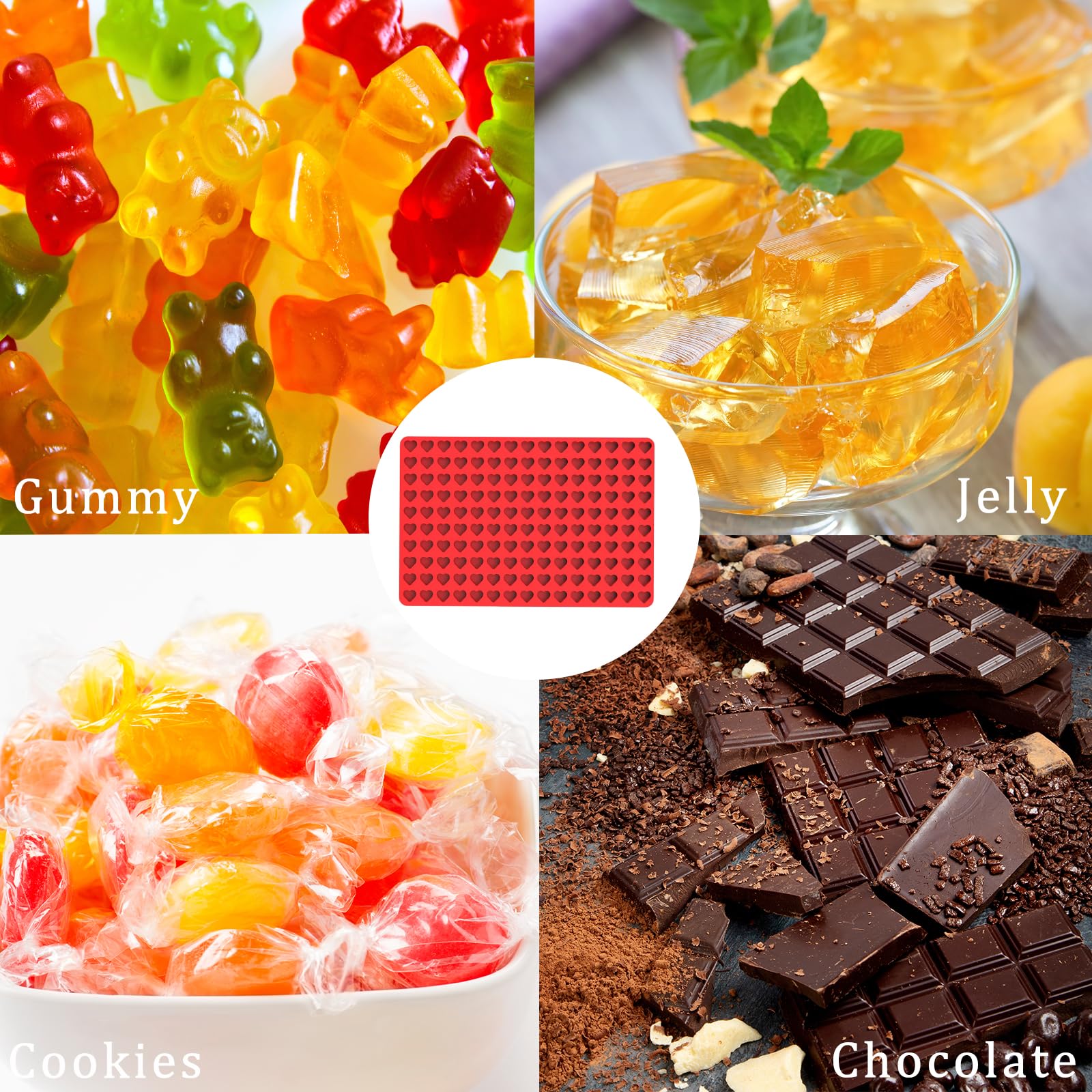 Heart Silicone Molds 3D Mini Chocolate Molds for Homemade 112 Cavity Multi-Purpose Mold for Ice Cube, Pudding, Cookie, Candy