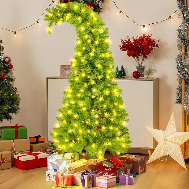 5ft Whimsical Christmas Tree with LED Lights - Artificial Tree with Timer & 8 Lighting Modes