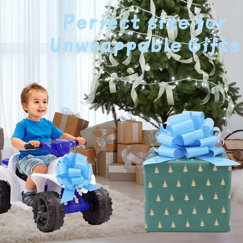 Pull Bow by Large 12" - 2 Pcs Light Blue Gift Bow for Presents, Wrapping, and Decorations