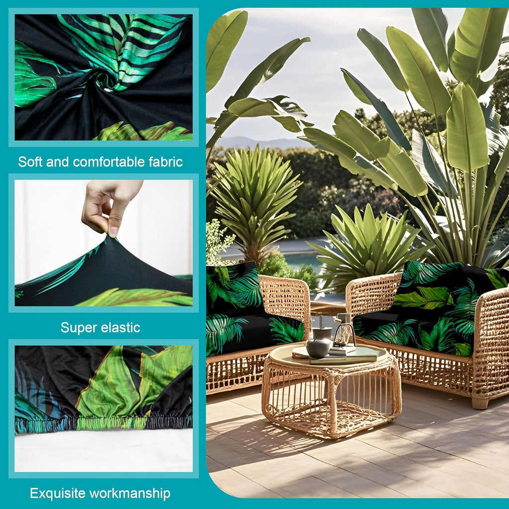 Skiennix 14 Pcs Stretch Patio Cushion Covers - Washable Outdoor Sofa Slipcovers | Summer Colors